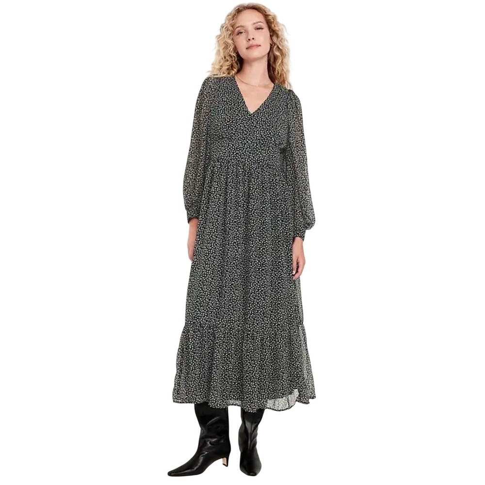 NWT Old Navy Women Waist Defined Chiffon Ditsy Floral Maxi Dress size XL Tiered